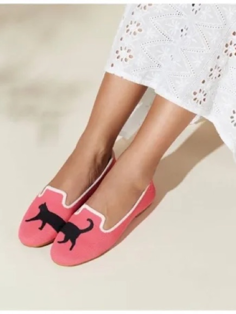 Vivaia Audrey Embroidered Cat Graphic Flat Pink Eu 37 Whimsical View 2